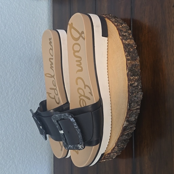 SAM EDELMAN Ariane Black Leather Slide Adjustable Sandals w/ Buckle SZ 9.5 - Picture 5 of 10